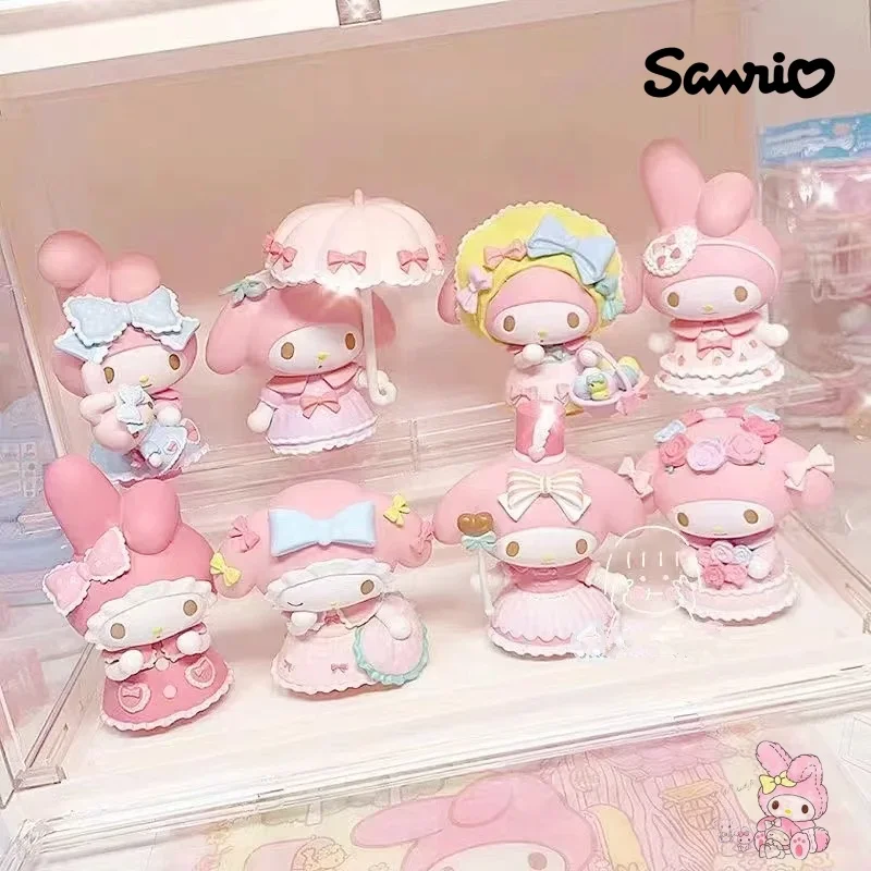 

8pcs Sanrio Cartoon Dolls Anime Figures Hello Kitty Kuromi Cinnamoroll Desktop Esports Room Ornament Model Dolls Children Gifts