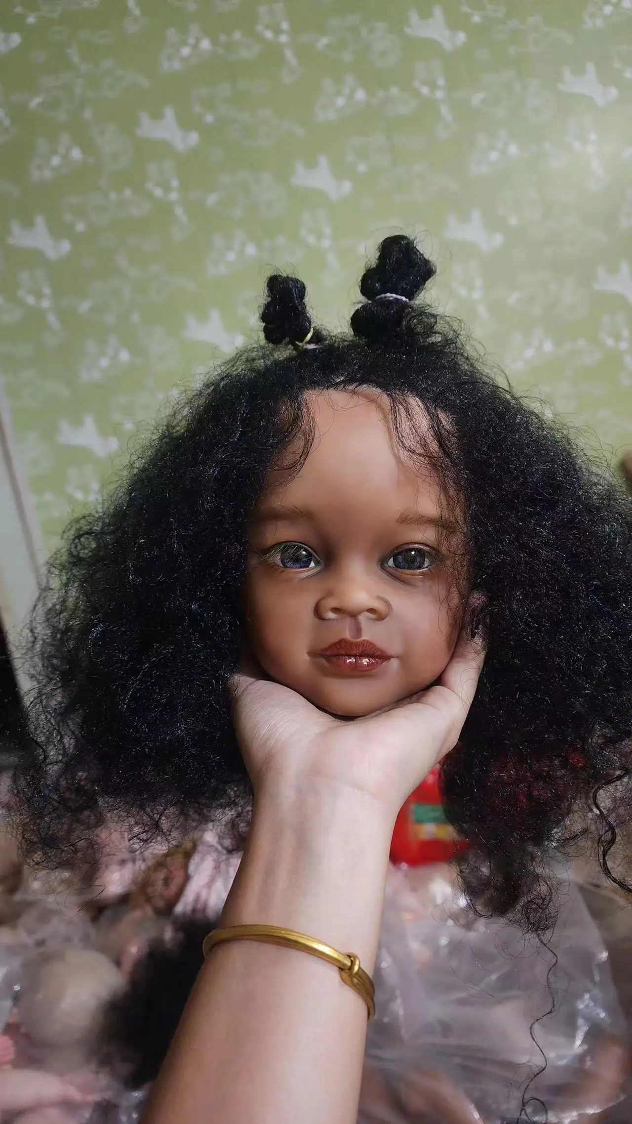 

FBBD Customized Limited Supply 32inch Reborn Baby Meili With Hand-Rooted Hair 2Versions Already Finished Dark Skin Doll