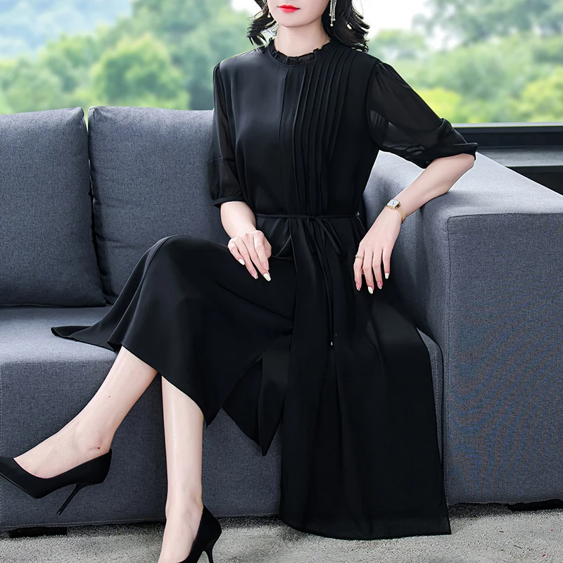 

2023 summer new fashion temperament slim solid color slimming dress