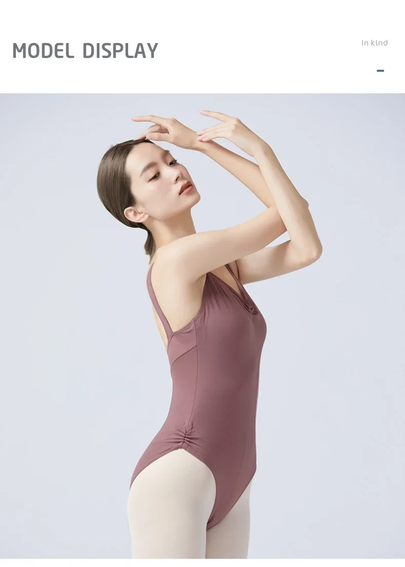 Frauen Trikots Bademode V-ausschnitt Leibchen Ballett Tanz Skate Trikot Kordelzug Tanzen Body Erwachsene Gymnastik Trikots – Detail 5