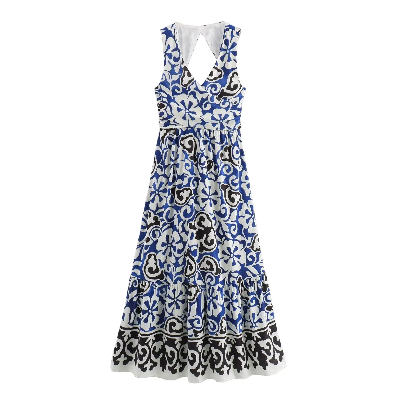 

Женское длинное платье с открытой спиной и V-образным вырезом