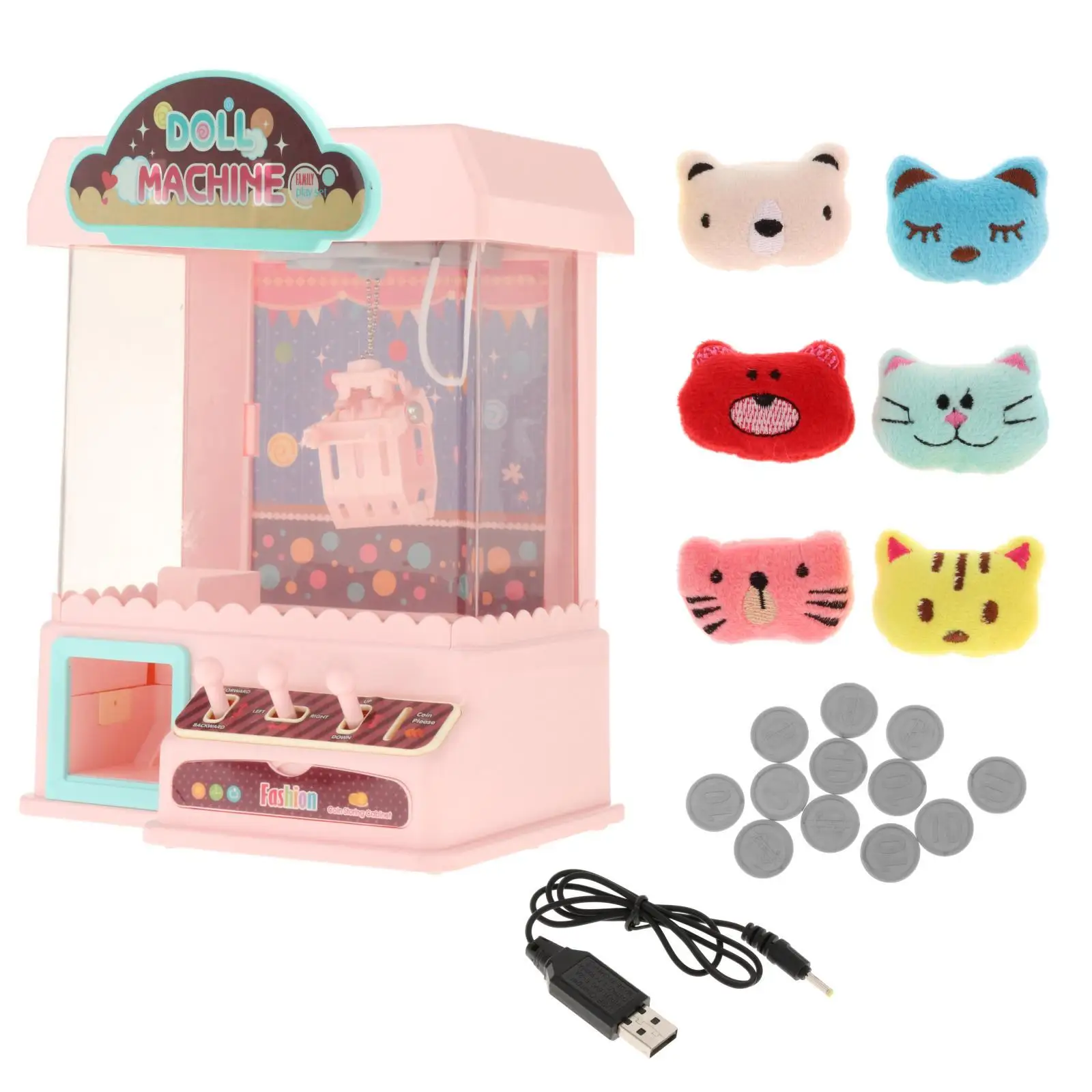 Rechargeable Claw Machine with 6 Dolls Play House Dollhouse Gifts Girl Grab Doll 3