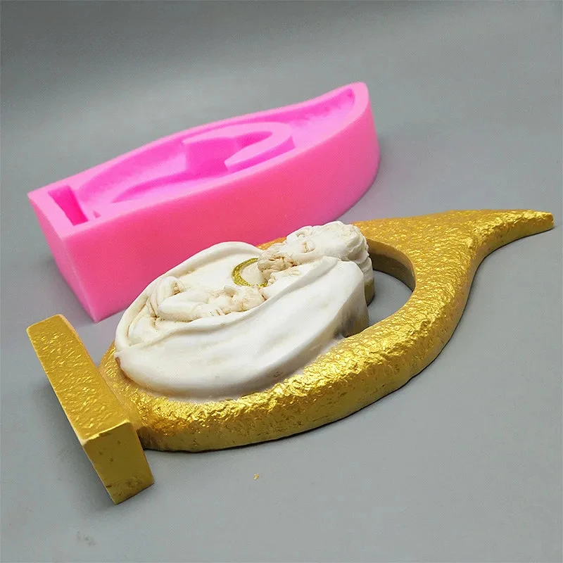 Catholic Holy Family Three Silicone Mold Fondant Cake Mold Resin Gypsum Chocolate Candle silicone mold silicone candle mold aromatherapy candle mold silicone candle molds candle mold
