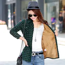 2022 Women Winter Warm Plus Velvet Thicke Plaid Shirt Style Coat Jacket Women Clothes Tops Female Casual Jacket Outerwear