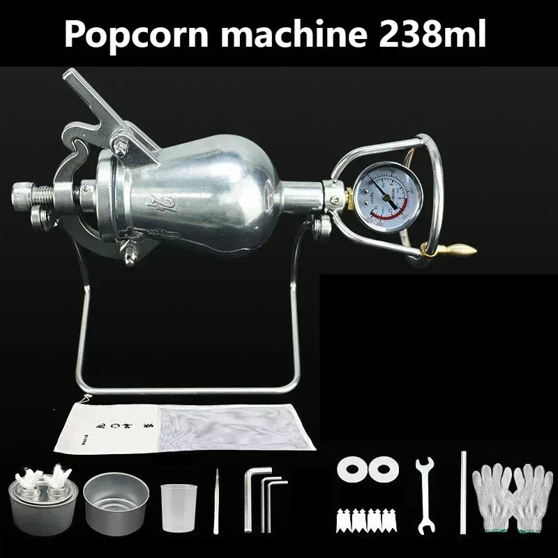 238ml 288ml Hand Operated Popcorn Machine 304 Stainless Steel Mini Household Popper Popcorn Maker Puffing Machine