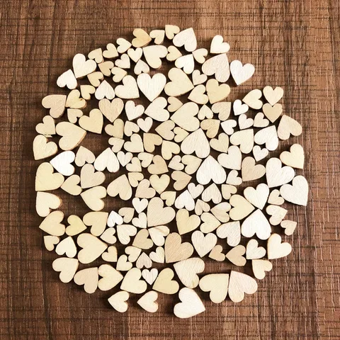

100pcs Vintage Rustic Wooden Hearts Love Wedding Table Decoration Wood Crafts Event Party DIY Decorations