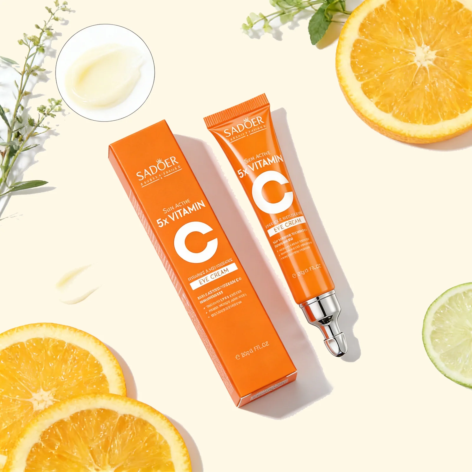 SADOER Vitamin C Eye Cream Anti Dark Circles Eyes Bags Remover Moisturizing Brightening Firming Skin Care Products for Eyes
