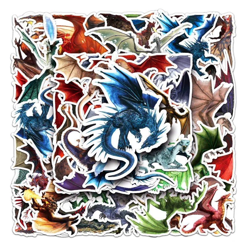 

10/25/50pcs Fire Dragon Wings Stickers Graffiti for DIY Laptop Skateboard Car Motorcycle Helmet Travel Luggage Water Bottle