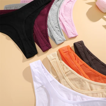 3Pcs/set Cotton Seamless Panties Comfort Underwear for Women Low Waist Breathable Thongs Sexy Solid Sport G-String Soft Lingerie 5