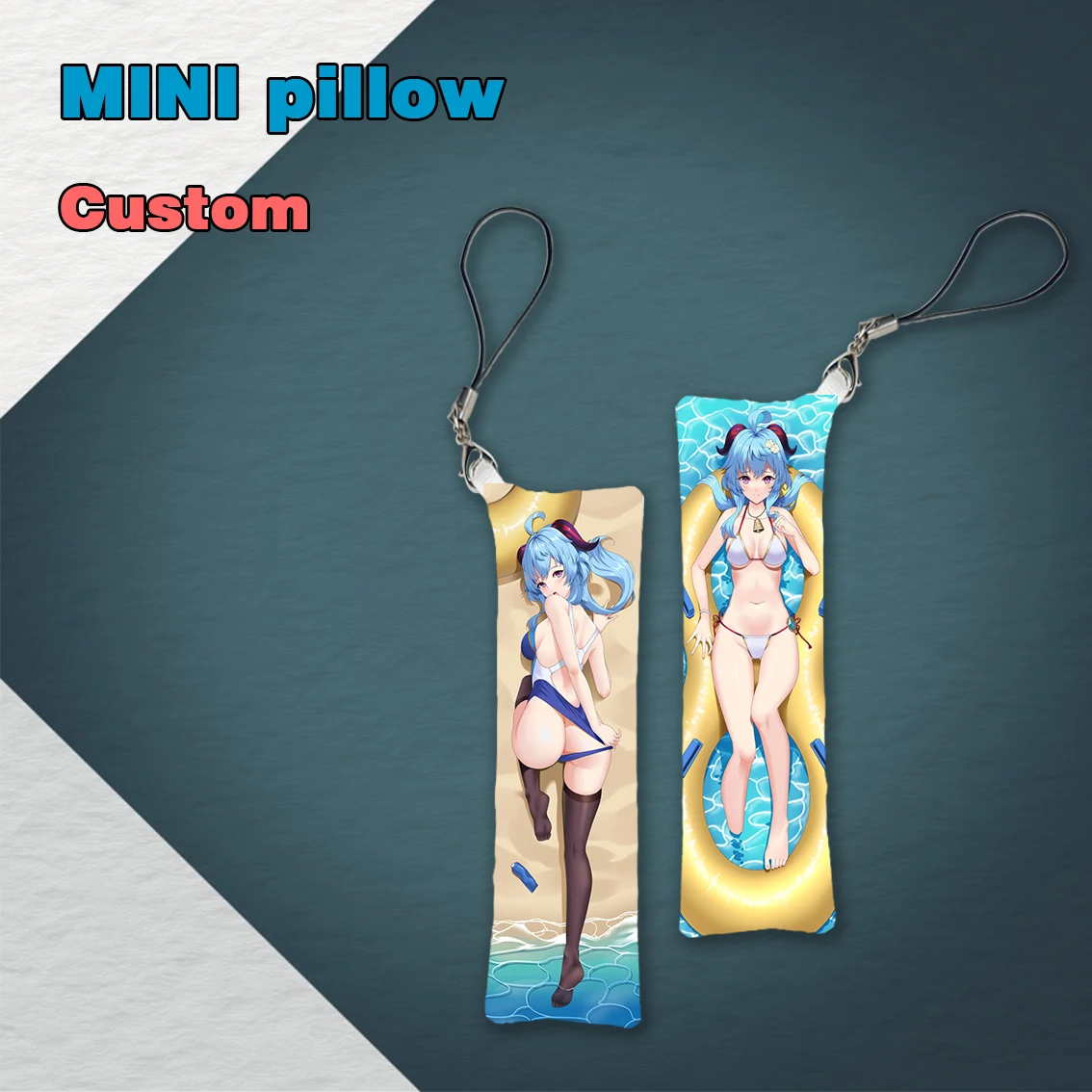 

Anime Game Genshin Impact Ganyu Mini Dakimakura Keychain Pillow Hanging Ornament Phone Strap Cute Gift 3x10cm (2)