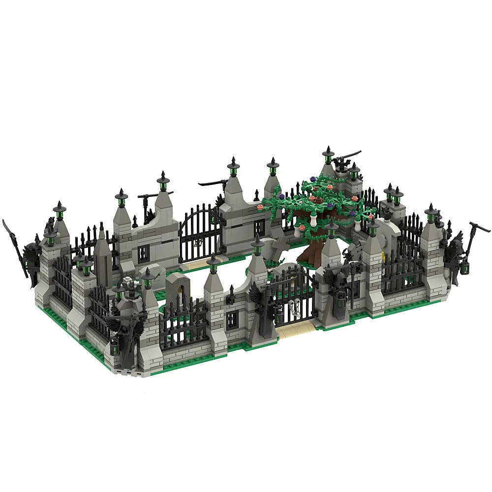 Moc Halloween Tree Cemetery Pumpkin Building Blocks Set Horror Ghost House Garden Castle Bricks Toys For Children Regali Di Compleanno