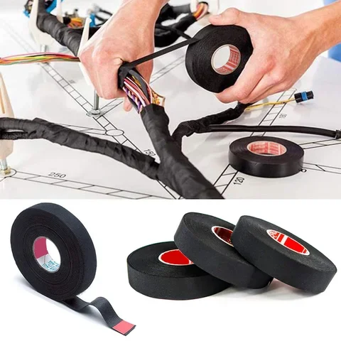 

15 Meter Flame Retardant Heat-resistant Tape Adhesive Coroplast Cloth Tape For Car Cable Harness Wiring Loom Protection