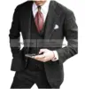 2024 Men's Wool Suit Formal 3 Pieces Slim Fit Shawl Lapel Tweed Prom Tuxedos For Wedding Groomsmen (Blazer+Vest+Pants) 2
