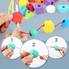 Montessori Wooden Toys Color Shape Matching Puzzle Game Colorful Beaded Color Cognition Early Educational Toys Gift For Children 3
