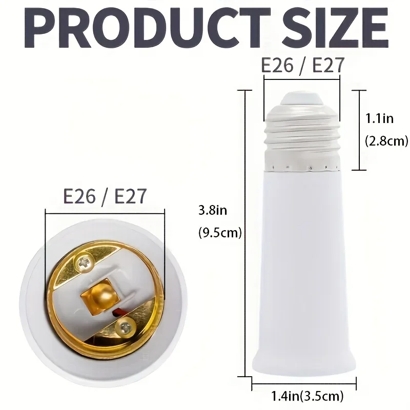 4/10pcs E27 To E27 Extender Adapter Converter Lamp Bulb Socket Holder Height 3.74inch