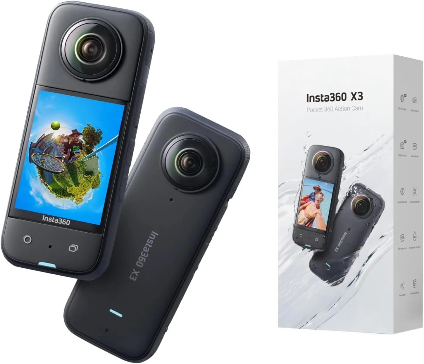 

Водонепроницаемая Экшн-камера Insta360 X3 с датчиками 1/2 дюйма, 48 МП, 5,7 K, 360 активного воспроизведения видео, 72 МП, 360 фото, 4K, один объектив 60 кадров в секунду