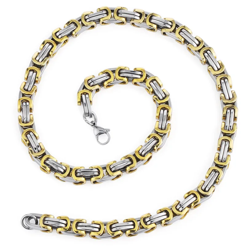 Men Stainless Steel Link Chains Necklace Multicolor Byzantine Strong Heavy Long Chain Necklaces Hip Hop man Punk Jewelry stainless steel necklace metal necklace