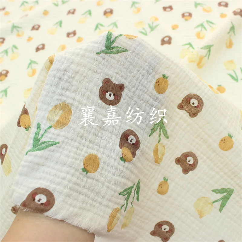 

10Mx135cm Double-layer Cotton Crepe Fabric, Gauze, Cartoon Printed Fabric, Baby Clothing, Small Blanket Fabric, Customized