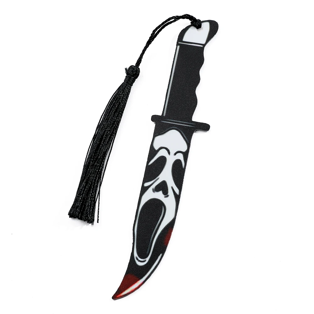 Acrylic Ghost Bookmark with Black Tassel For Horror Movie Lovers Read Marker Gift for Book Lovers Office Stationery 1pcs