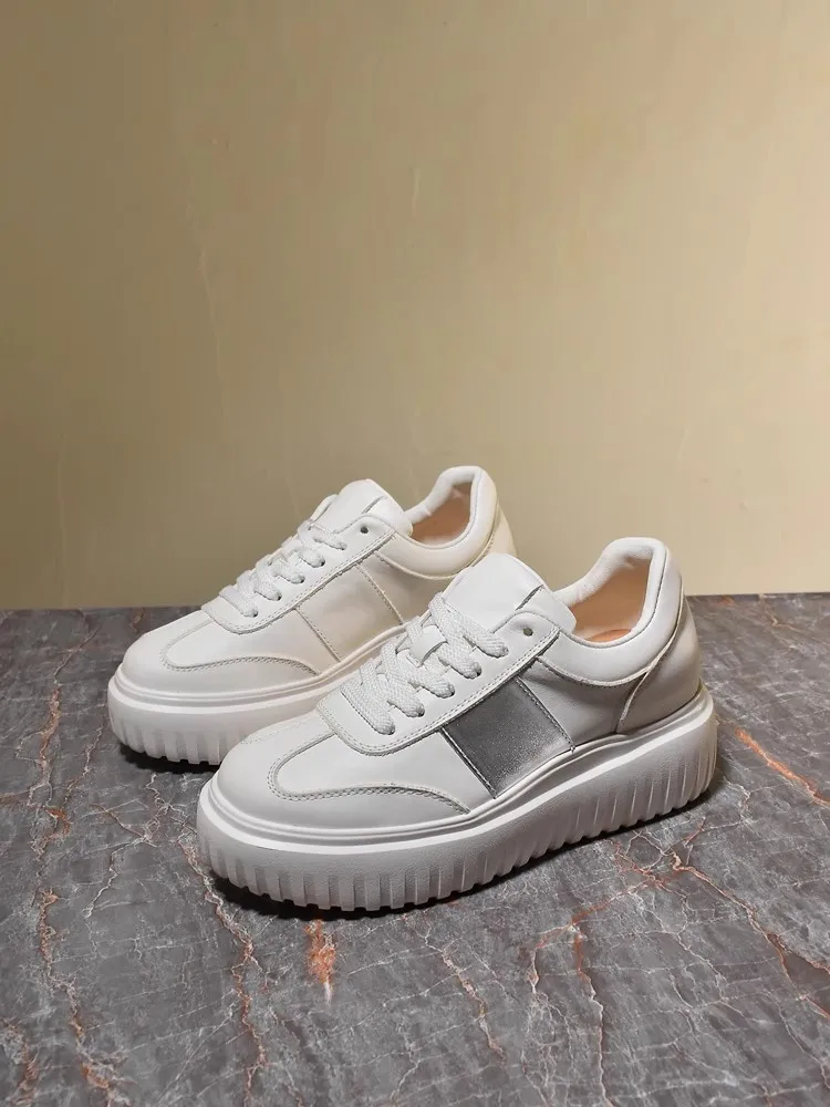 Women Internal Height Increasing Pumps Fashion Thick Bottom Casual Shoes Lace Up Versatile Spring Ladies Platform Walking Shoes 5