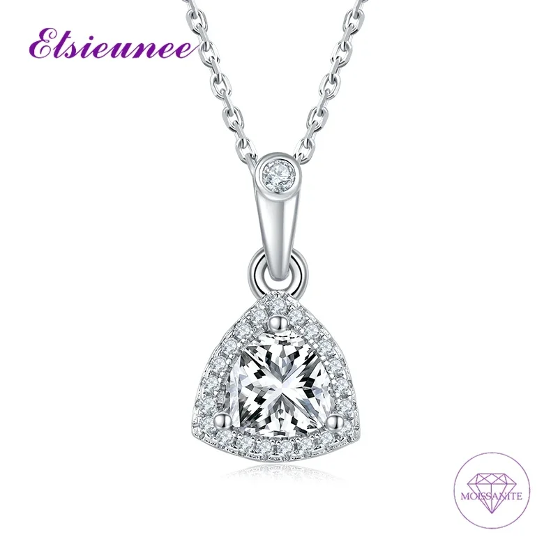 Sparkling 100% 925 Sterling Silver 1CT D Color Triangle Cut Moissanite Necklace Earrings Wedding Party Jewelry Sets Fine Jewelry