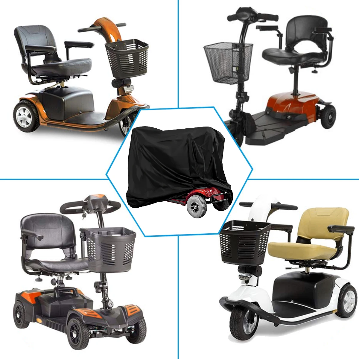 Scooter Cover Waterproof Wheelchair Storage 190D Oxford Fabric Rain Protector from Dust Dirt Snow Rain Sun Rays