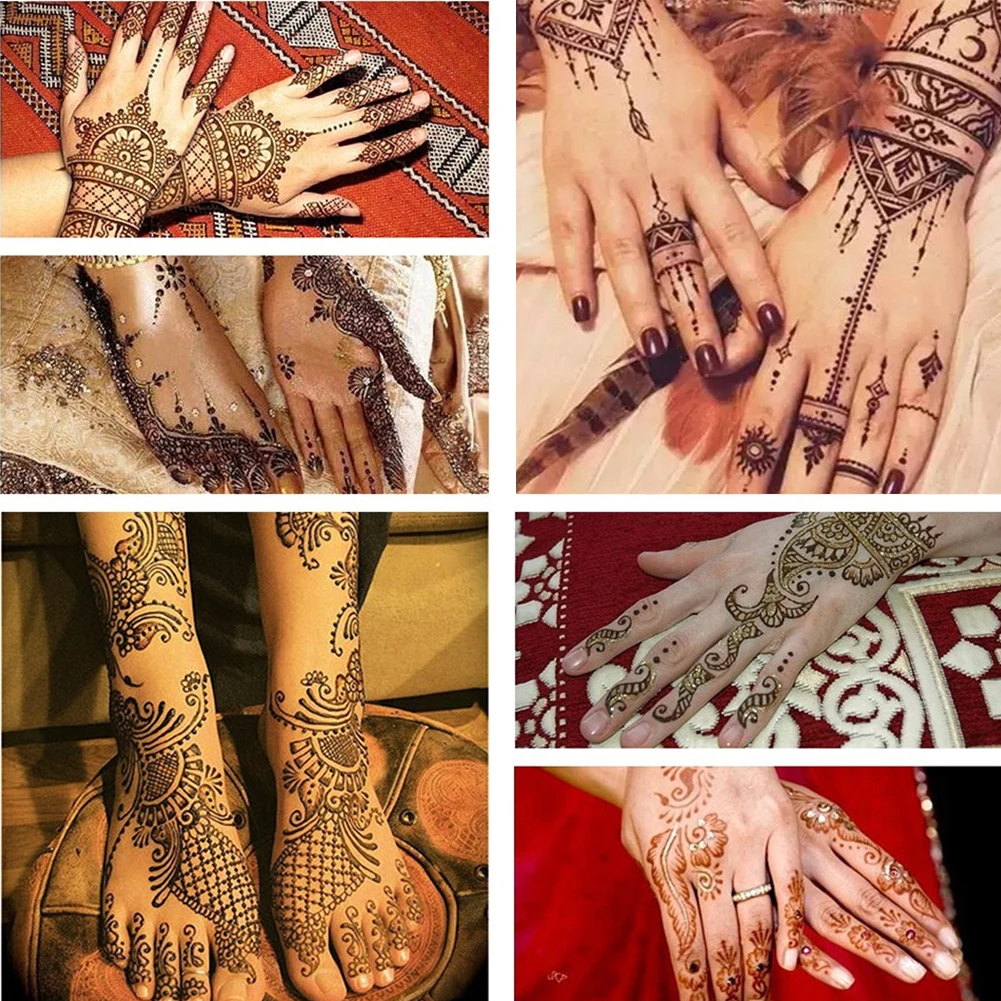 Henna Stencil Temporary Hand Tattoo Body Art Sticker Airbrush Tattoo Templates 1 Pair for Wedding