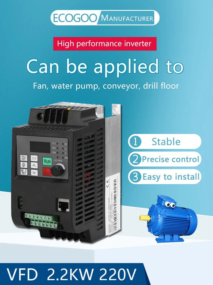 Per Russo 220V 1.5Kw/2.2Kw Ingresso Monofase E Convertitore Di Frequenza Di Uscita Trifase/Azionamento Motore A Corrente Alternata/Inverter Vsd/ Vfd/ 