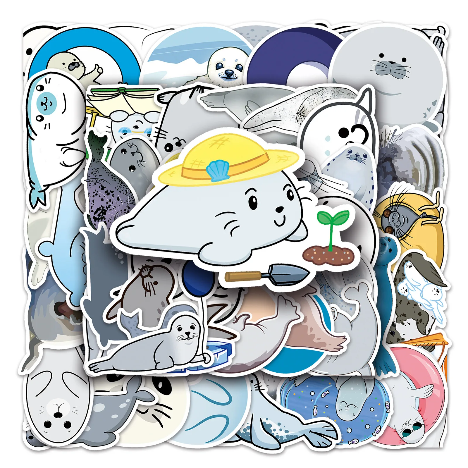 10/30/50pcs Seal Animal Cartoon Sticker Skateboard Luggage Phone Laptop Car Motorcycle Diy Helmet Kids Toys Decoration Stickers