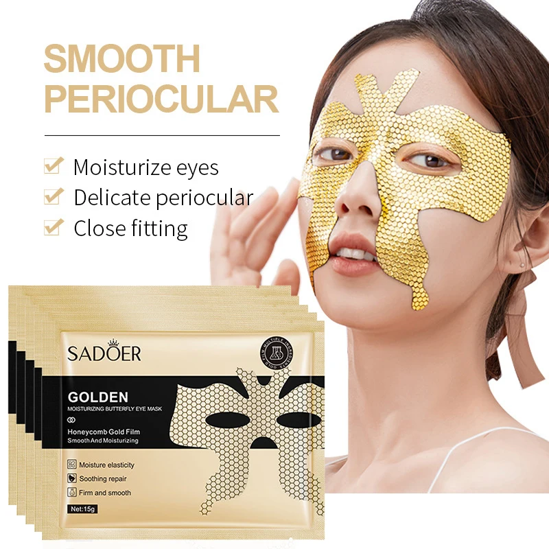 5pcs Golden Moisturizing Butterfly Eye Mask Collagen Anti-Wrinkle Anti Aging Eye Skin Care Patch Dilute Fine Lines Mask TSLM1