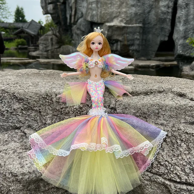 45cm/17.71'' Enchanting Princess Mermaid Doll - Perfect Birthday Gift for Girls & Children's Pretend Play House Dress Up Toy - rainbow