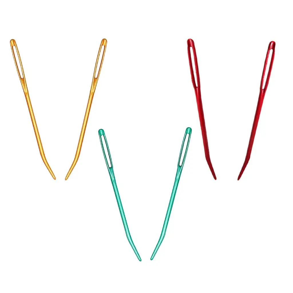 2pcs Aluminium Large-eye Bent Tip Tapestry Darning Needles Knitting Sweaters Stitch Wool Sewing Ribbon Embroidery Staples sewing needles