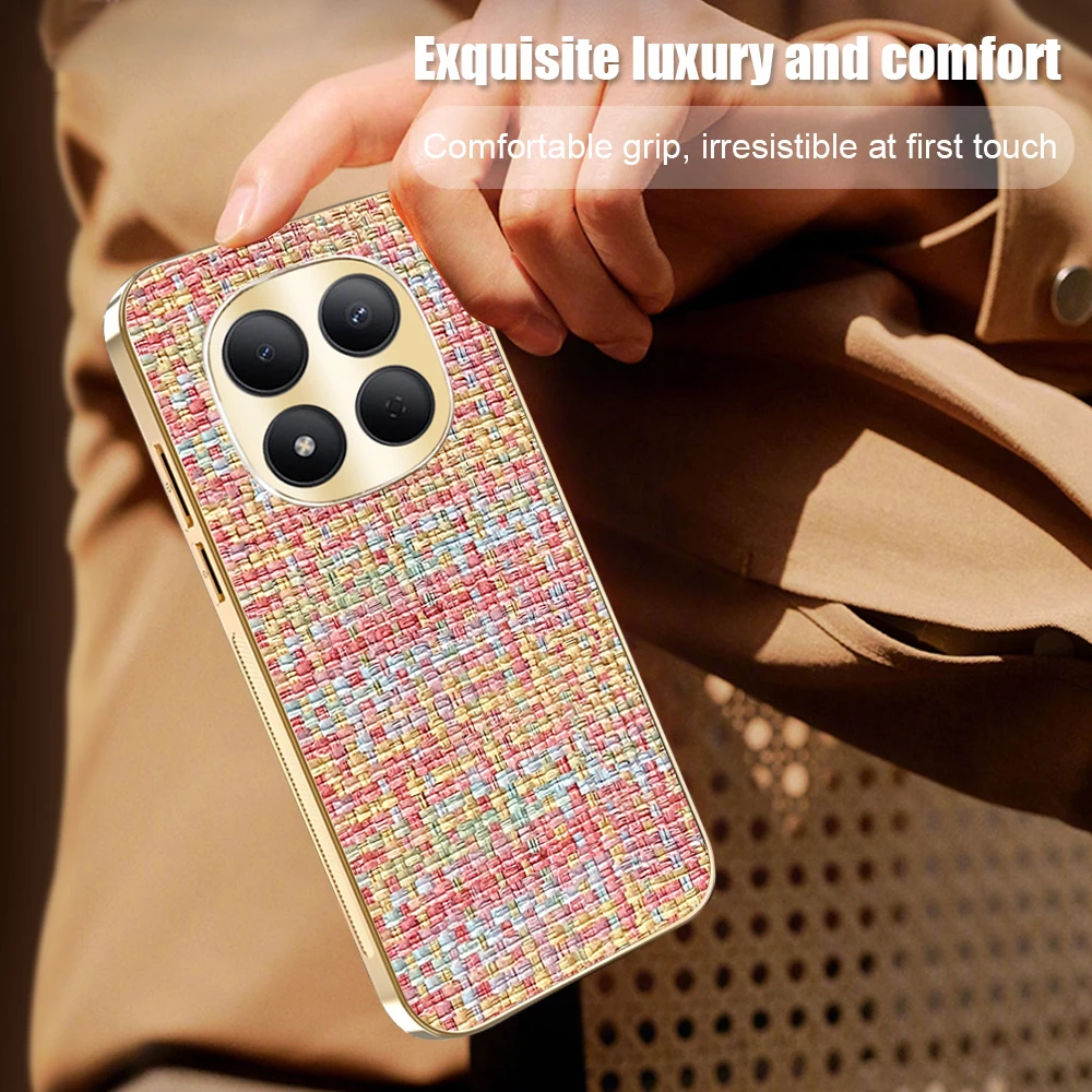 Luxury Electroplated Woven Grain Frosted Finish Phone Case
