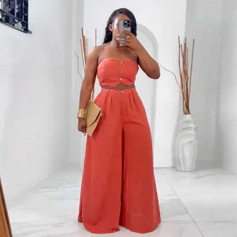 Women's fashion casual suit 2024 summer new single-breasted blazer high waist wide leg pants