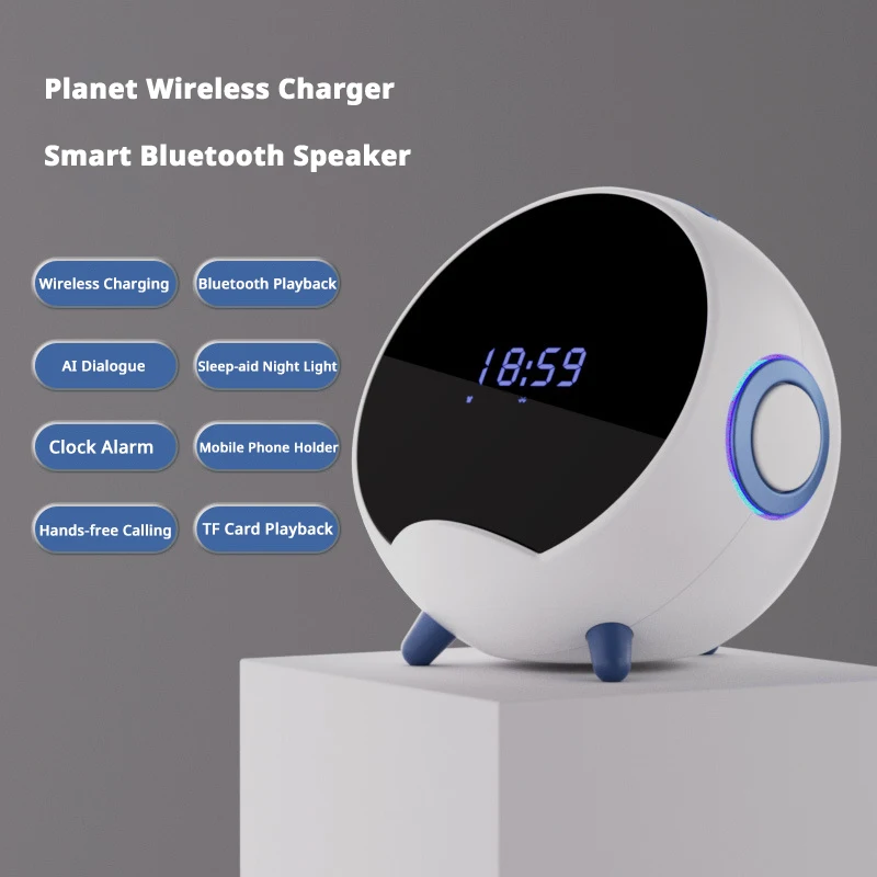 Беспроводная зарядка, умный Bluetooth-динамик, настольный компьютер, карта TFAI, голосовое зеркало, будильник, динамик, держатель