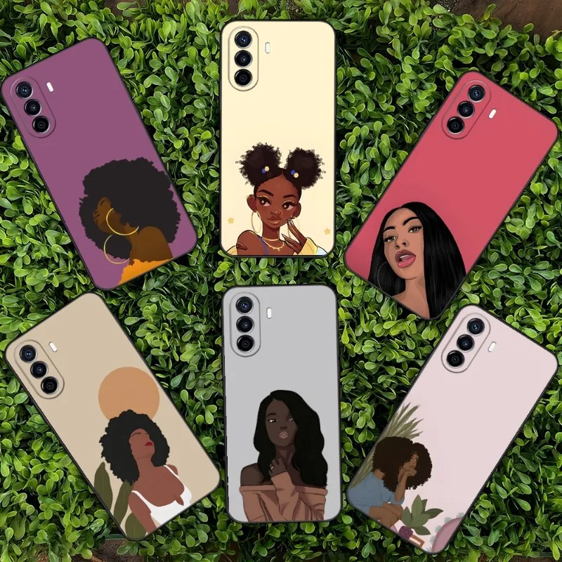 

Afro Girls Art Phone Case For Huawei P50 P40 P30 P10 P20 P9 P8 Pro Plus 2022 Psmart Z Nova 8I 8 8SE Back Cover