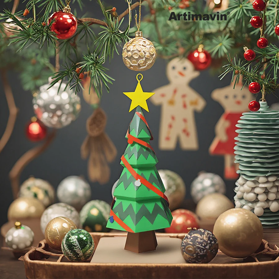 Christmas Tree Christmas Three-dimensional Handmade Paper Craft Paper Model Holiday Decoration Ornaments Indoor Desktop Ornament