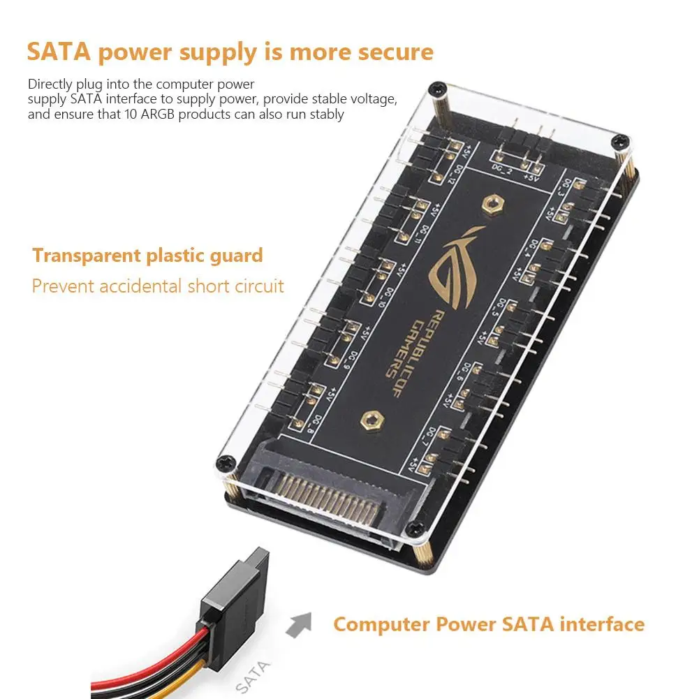รูปสินค้า สาย ARGB Splitter Hub 1-10 พอร์ต สำหรับคอมพิวเตอร์
