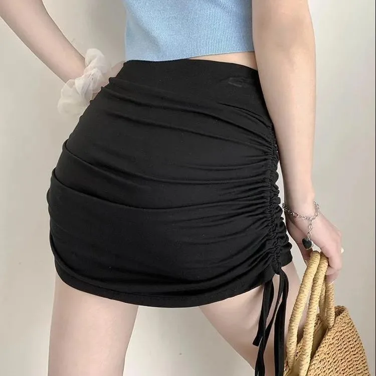 Women Latin Dance Skirt Spring Summer High Waist Drawstring A-line Dance Practice dance skirt