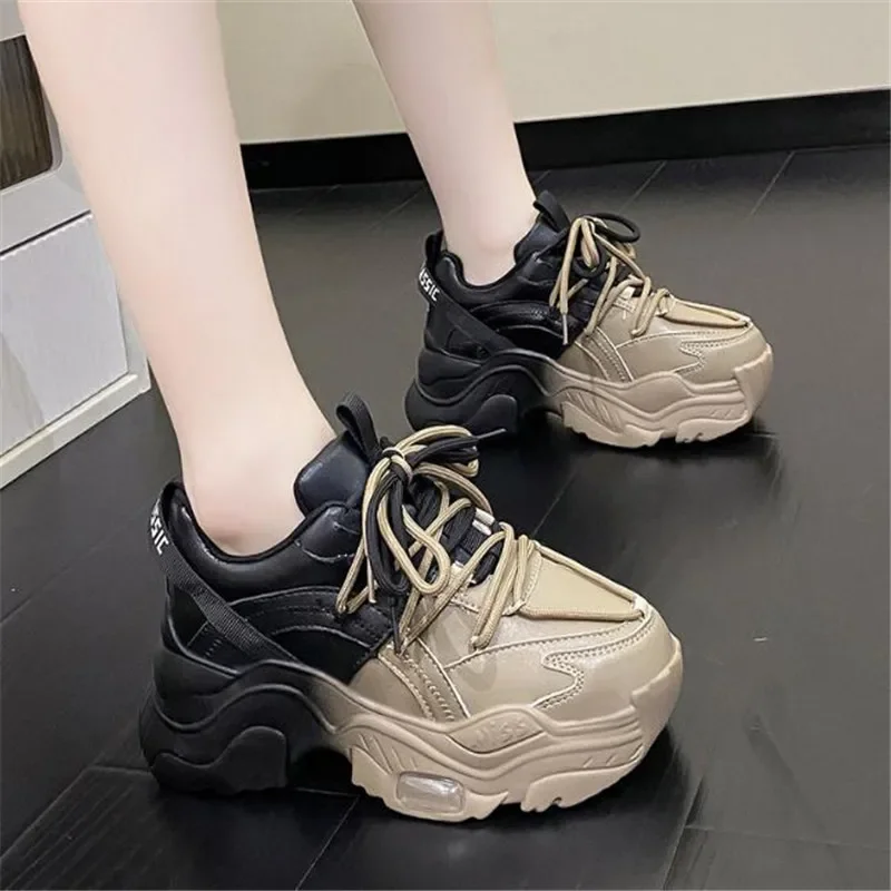 

8cm Autumn Platform Mesh Sneakers couple Breathable Tennis Female Vulcanized Shoes Spring Chunky Sneakers Sports Dad Shoes