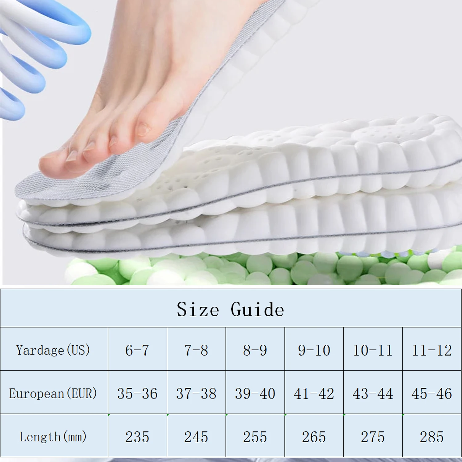 4D Massage Insoles Super Soft Sports Shoes Insole Feet Running Baskets Shoe Sole Arch Support Orthopedic Inserts Unisex Shoe Insoles Orthopedic Insoles