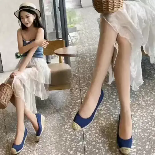 

Женские парусиновые кроссовки без шнуровки, с круглым носком, на танкетке