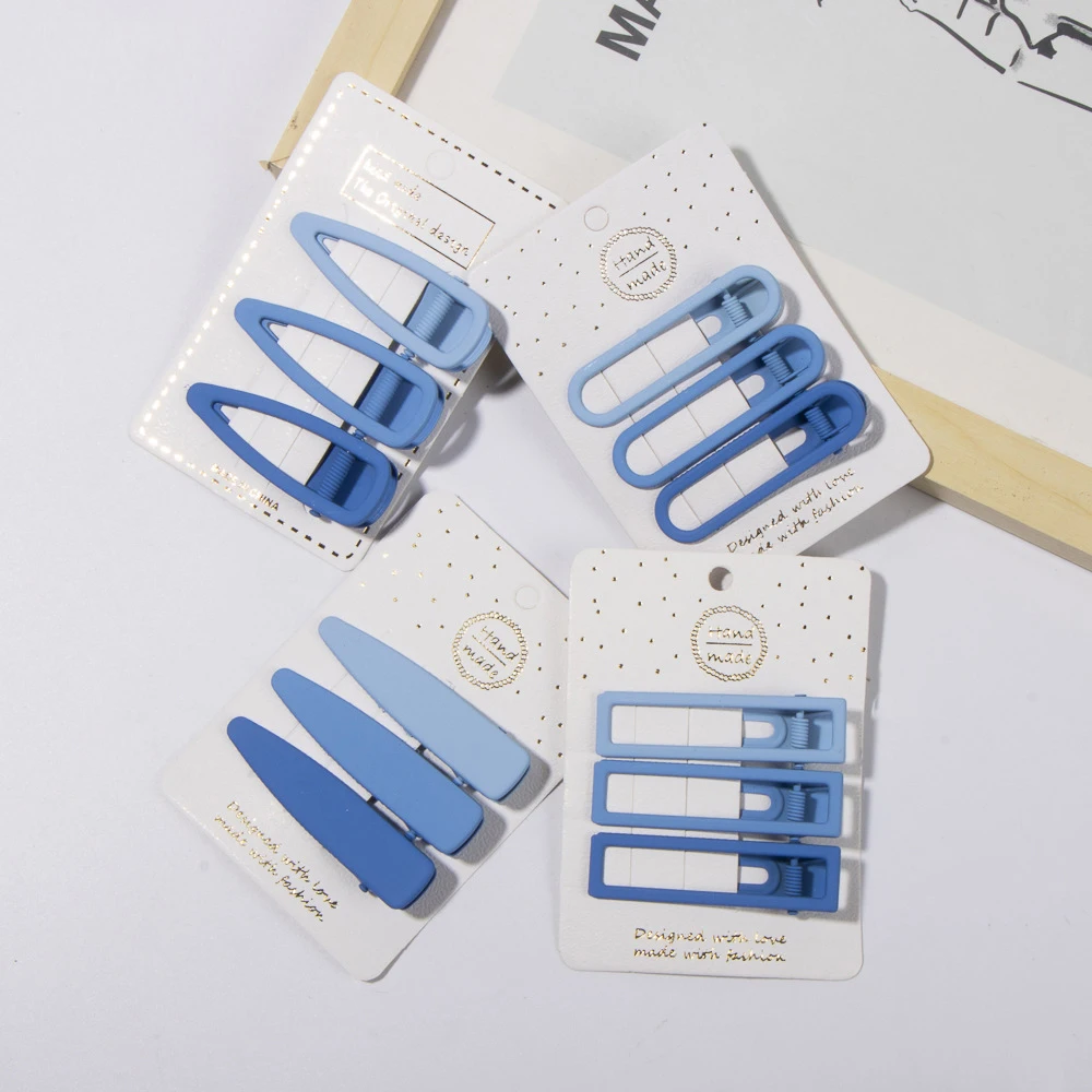 Metal Geometric Hair Clip Solid Colorful Girls Hairpins 3pcs/Set Elegant Star Round Barrette for Women Fashion Hair Clips 2022
