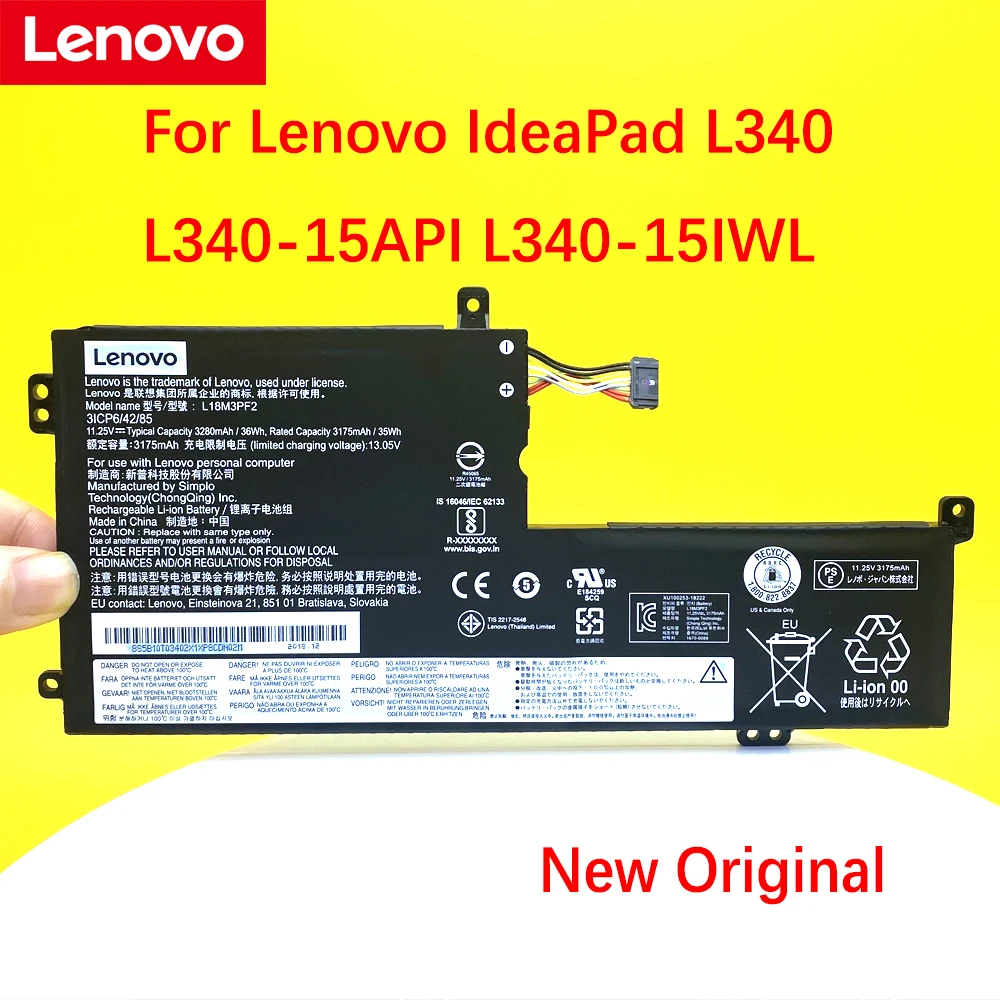 Новый оригинальный аккумулятор L18M3PF2 для ноутбука Lenovo IdeaPad L340 L340-15API L18D3PF1 L18L3PF1 L18C3PF2 11,25 V 36WH