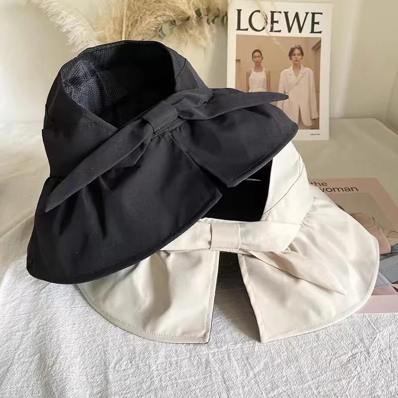 

Шляпа от солнца из черной резины с прорезями, шляпа от солнца для женщин, летняя УФ-защита, блокировка лица, Повседневная и простая, новая, с большим покрытием