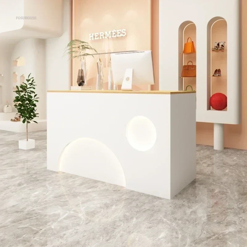 Nordic Reception Desk Office Furniture for Front Reception Counter Minimalist Creative Small Commercial Beauty Institute Counter