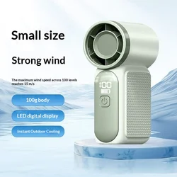 Compact and Stylish Mini Handheld Fan for Travel and Outdoor Use with Display Screen (Green)