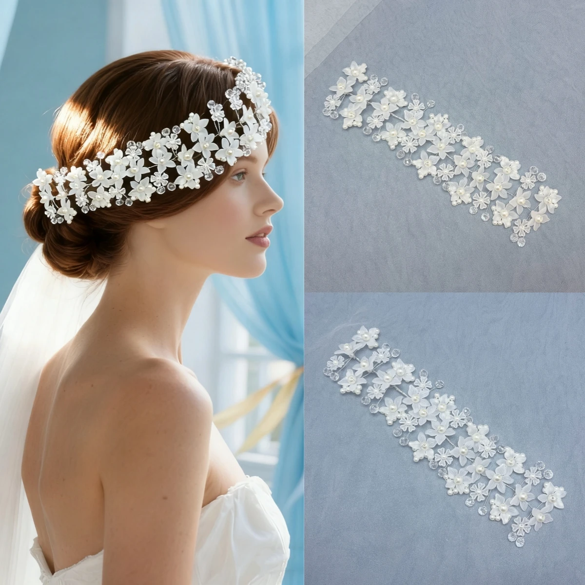 Handmade Fashion Crystal Hair Vine Headband Flower Hairband Tiara Bridal Wedding Hair Accessories Jewelry Hair Vine Headband