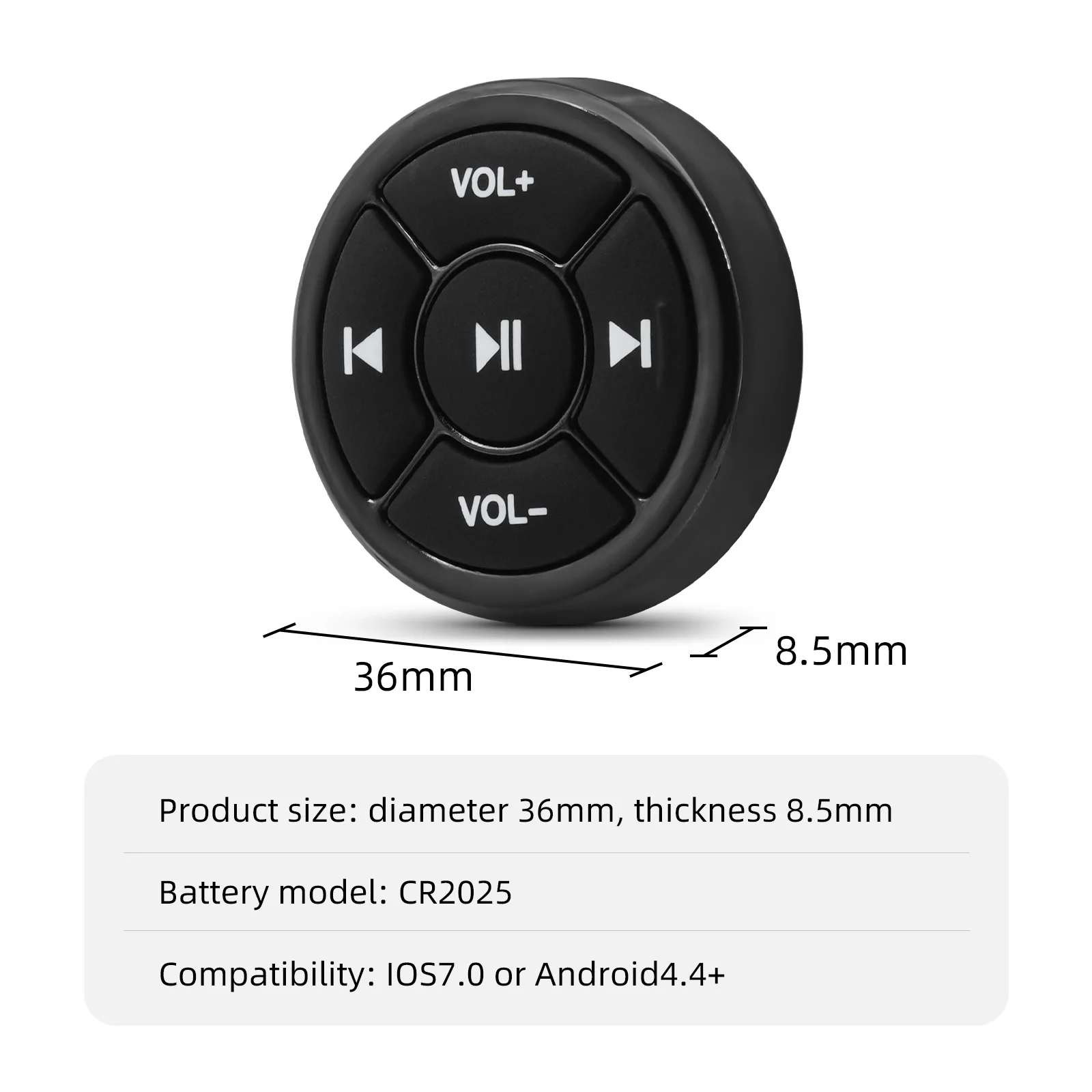 Wireless Media Remote Controller For Car Motorcycle Bike Steering Wheel IOS Android