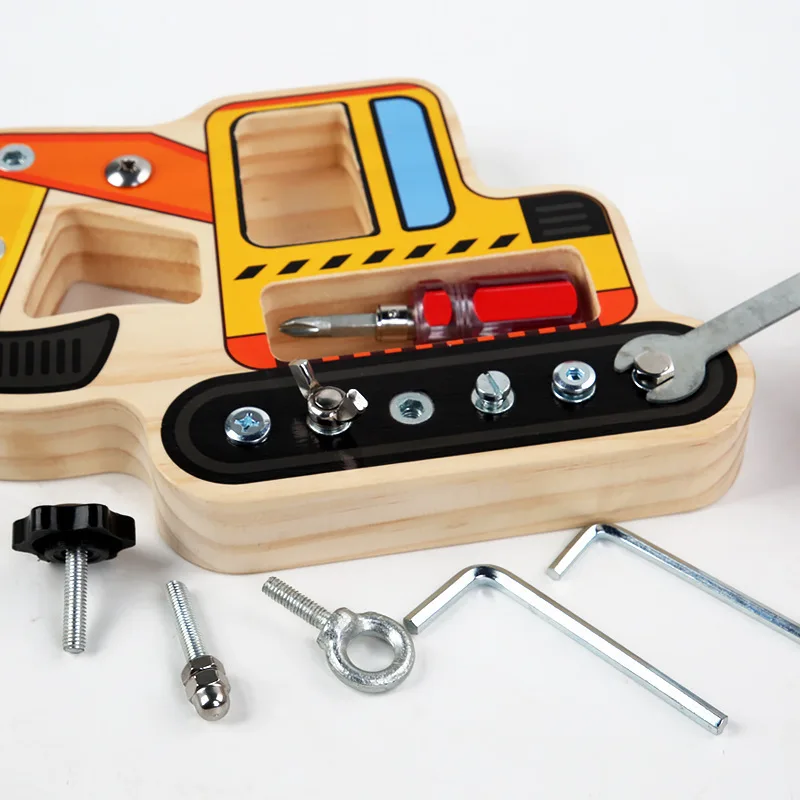 Simulation Screw Busy Board Wooden Toy Children Montessori Fine Motor Training Nut Screw Disassembly Engineering Car Puzzle Game